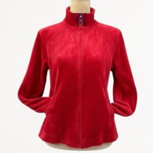 Danskin Now Women’s Jacket Velour Zip-Up Deep Red Soft plush texture Small (4/6)